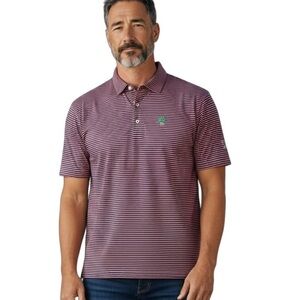 Men’s Peter Millar summer comfort pink gray striped polo shirt size L